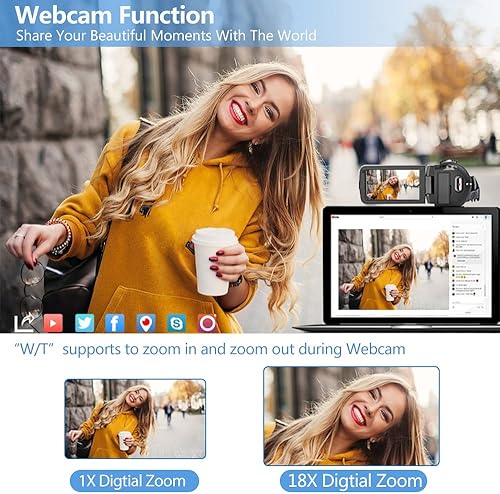 Miniatura 3 de MISIOU Cámara de video Full HD 1080p 30FPS Cámara de videocámara para YouTube 24MP 18x Cámara de vlogging con control remoto y función de pausa