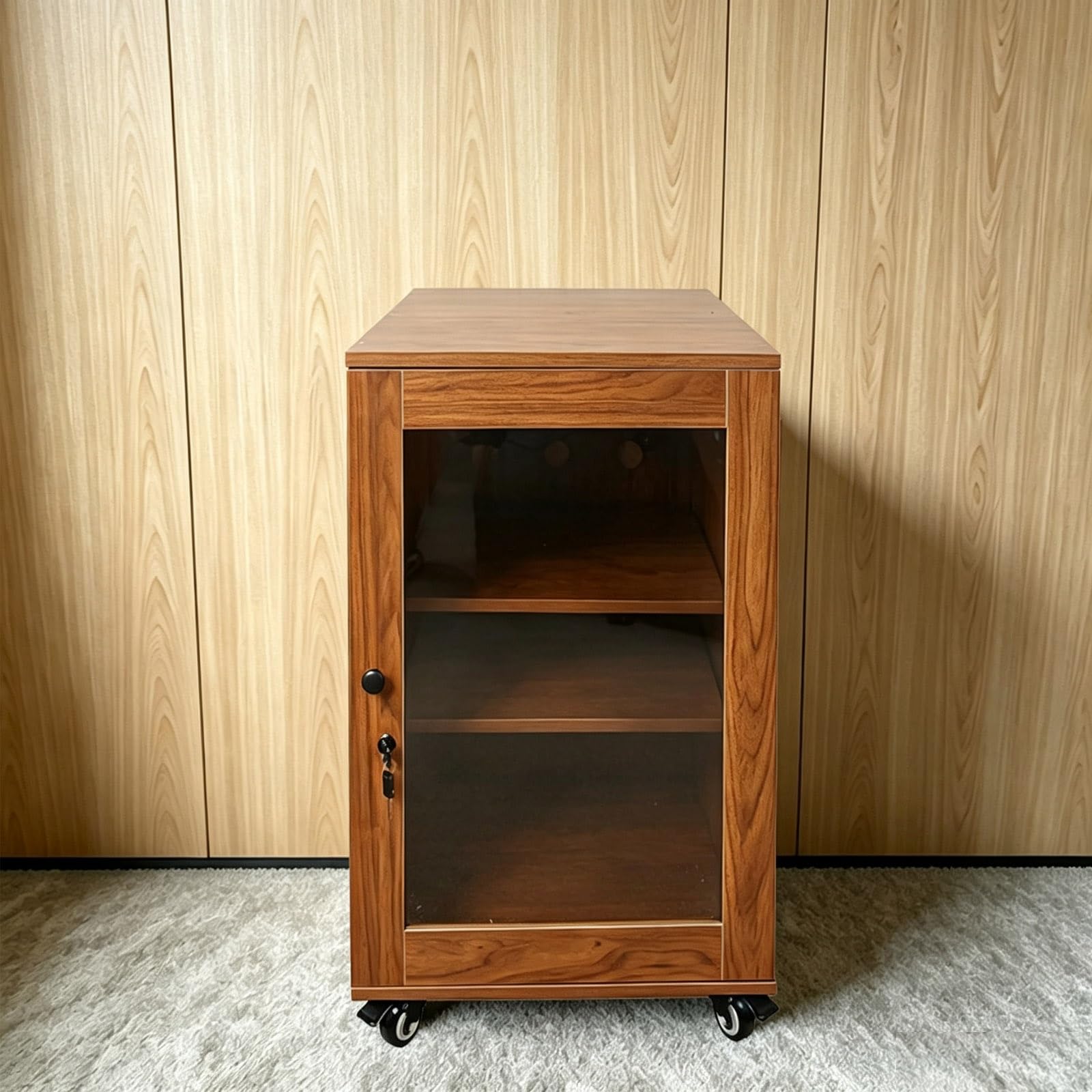 Meuble stéréo avec porte vitrée,étagères ajustables pour support rack audio
