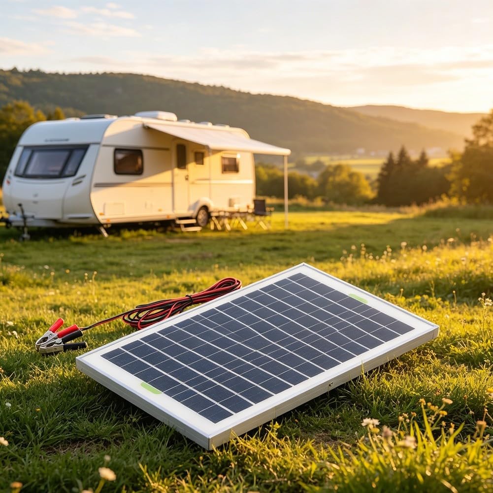 Kit pannello solare policristallino da 20 W con regolatore di carica da 10 A per la ricarica della batteria da 12 V in ambienti esterni e luoghi di lavoro (include controller)