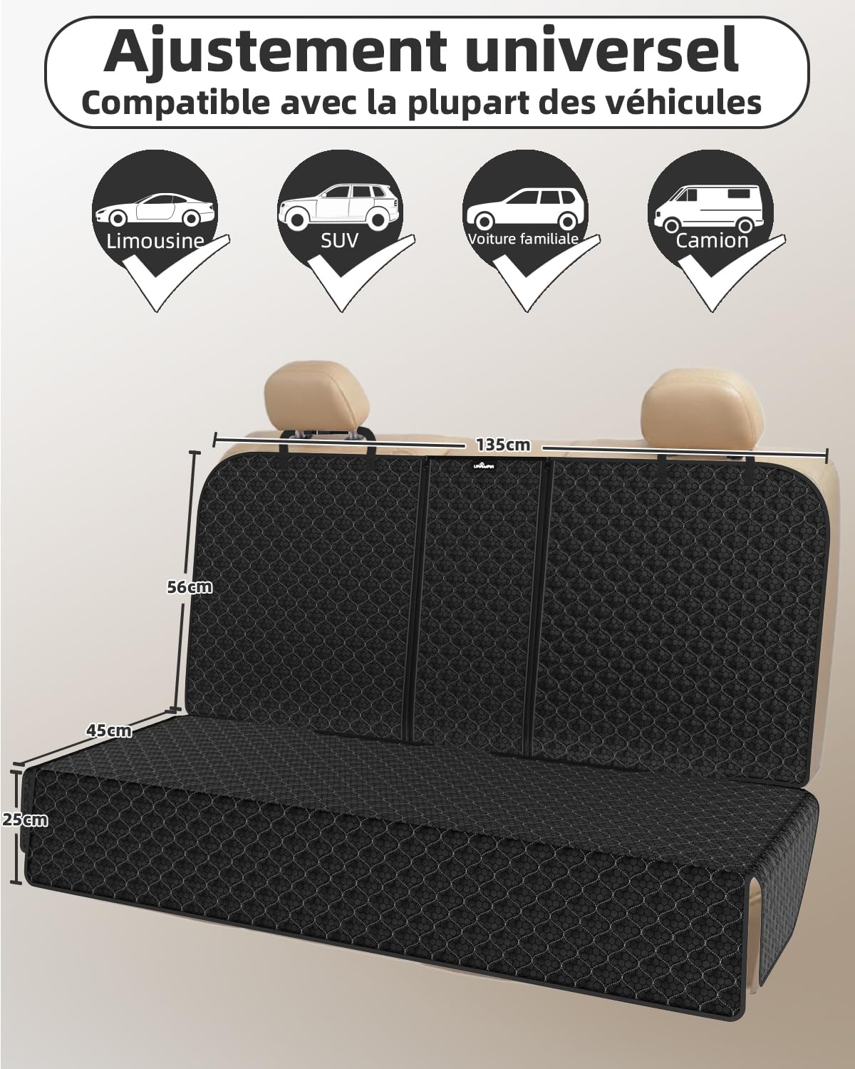 Protection Voiture Chien Imperméable Antidérapante Housse Voiture Chien Compatible avec les Sièges Auto Protection Siege Voiture Chien pour Chiens Enfants Convient à la Plupart des Voitures Suv Camion