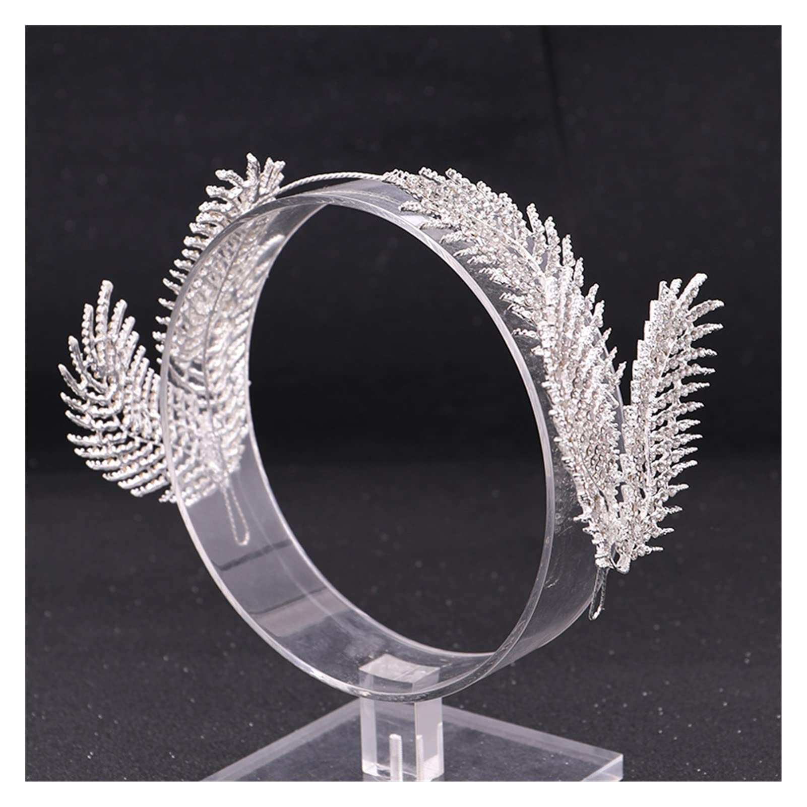 Projekt Diadem z piór duża kryształowa tiara ślub korona królowej panna młoda Rhinestone diadem akcesoria do włosów na głowę biżuteria (kolor metalu: FS037)