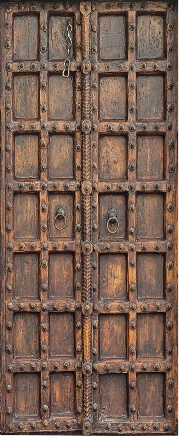 A.Monamour 3D Door Stickers for Interior Doors Old Antique Carved Traditional Wooden Door Vinyl Waterproof Self Adhesive Door Mural Decals for Bedroom Office Bathroom 77 x 200 cm