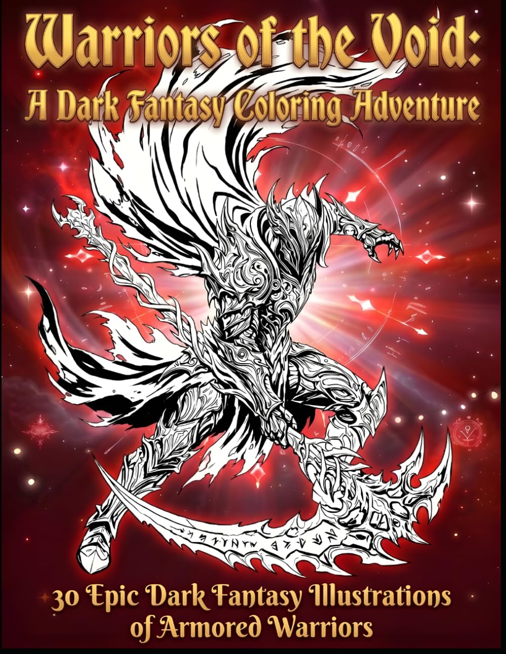 Warriors of the Void: A Dark Fantasy Coloring Adventure: 30 Epic Dark Fantasy Illustrations of Armored Warriors, Dragons, and Mythical Battles for Adults and Teens