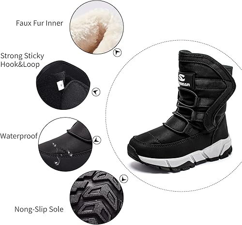 Miniatura 2 de GUBARUN - Botas de nieve para niños, impermeables, antideslizantes, resistentes al frío, zapatos para invierno y climas fríos (para niños pequeños y