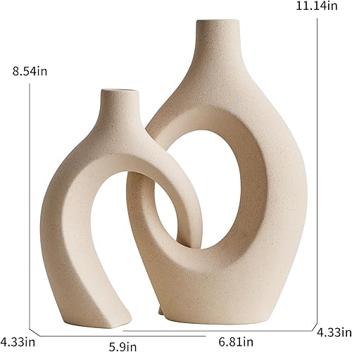 Miniatura 3 de Jarrones altos de cerámica blanca juego de 2 floreros cruzados, decoración moderna del hogar para sala de estar, centro de mesa, decoración de mesa,