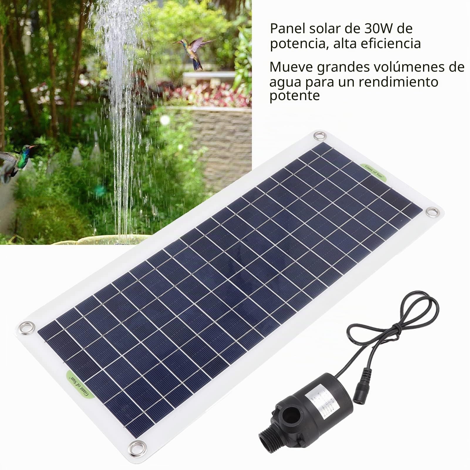 Bomba De Agua Solar, Bomba De Fuente Solar De 30 W, Kit De Bomba De Agua Solar Con Panel Solar De Polisilicio, Kit De Bomba De Fuente Para Jardines Hidropónicos De Estanque De Fuente Con Energía Solar