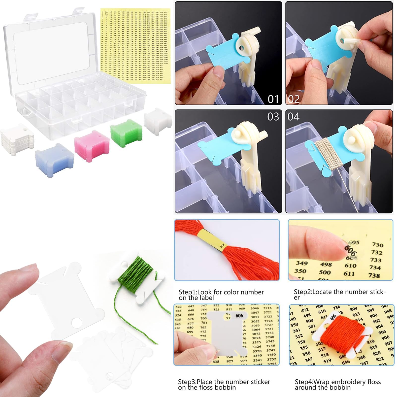 30 Stück Acryl Stickgarn Spulen - Transparente Fadenwickler Mit Pfotenabdruck