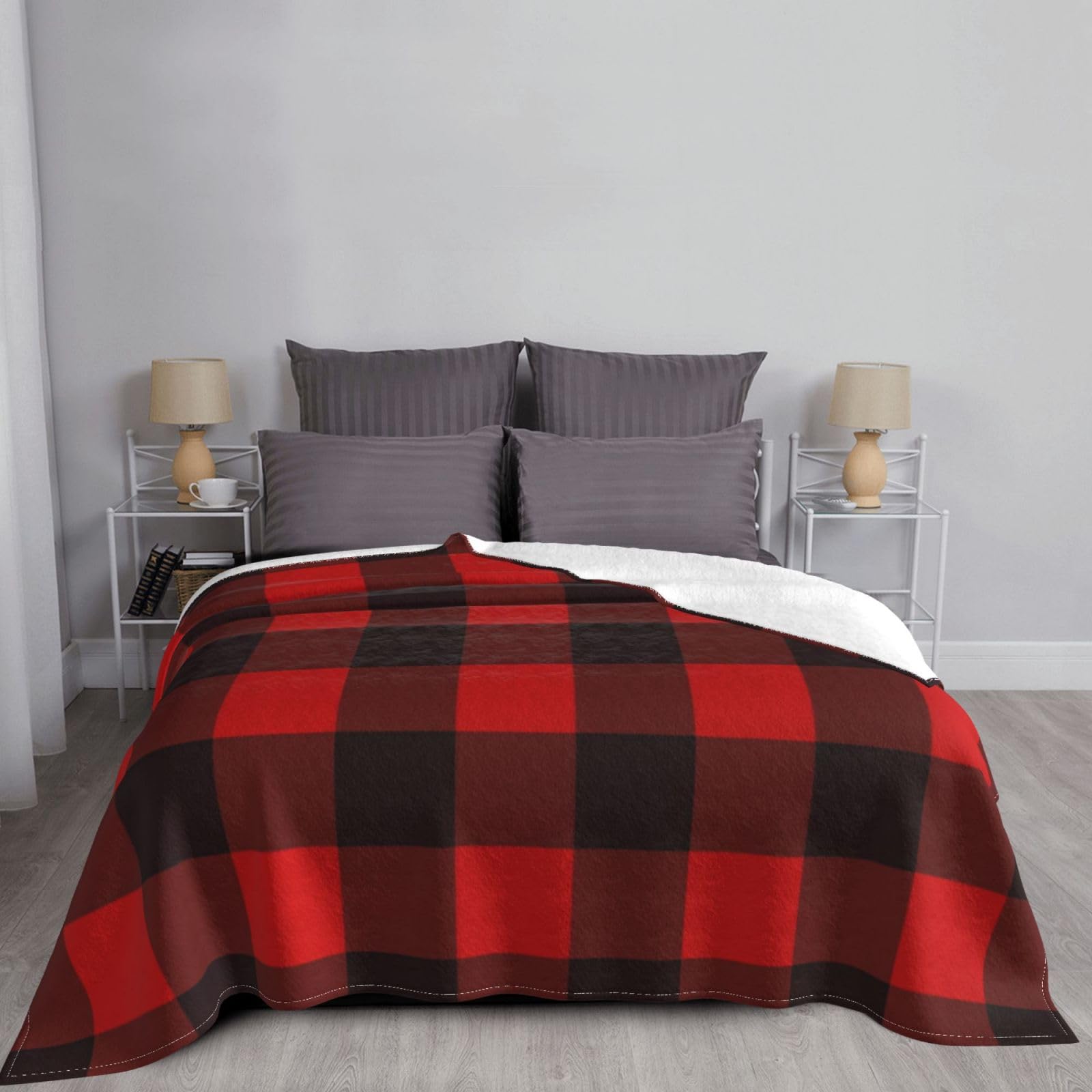 Coperta in pile Sherpa con rami di terracotta, per letto