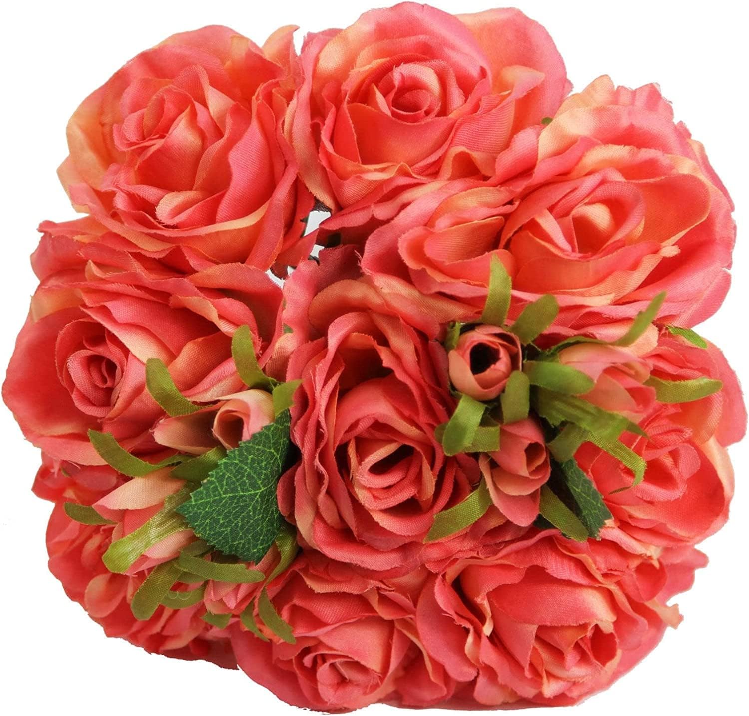 JenlyFavors 2 PCS Rose Artificial Silk Flower Bouquet Dark Coral Wedding Bouquet Home Decor...