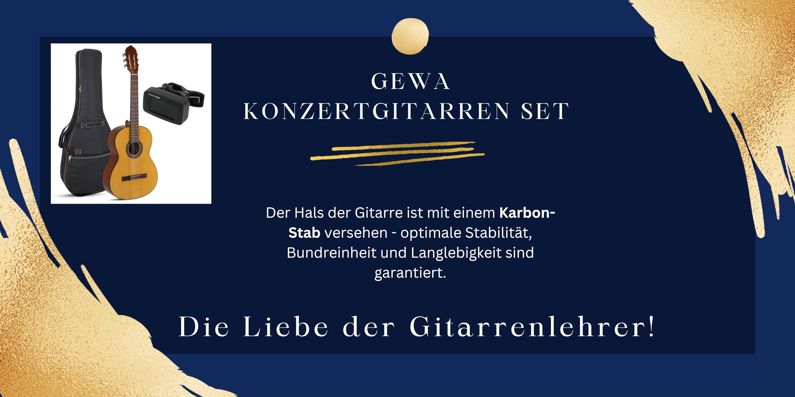 GEWA Konzertgitarren Set 4/4 mit Tasche und Tuner, für die Musikschule, Starter Set
