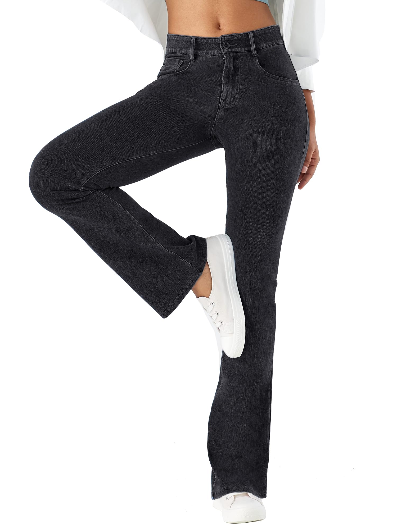 LaiEr Jeans de Yoga pour Femmes à Haute Élasticité,Sweatpants Skinny avec Élastique pour Relever Les Fesses et Fermeture Éclair,Pantalons Slightly Bootcut Doux,Combinaison Mode et Casual.