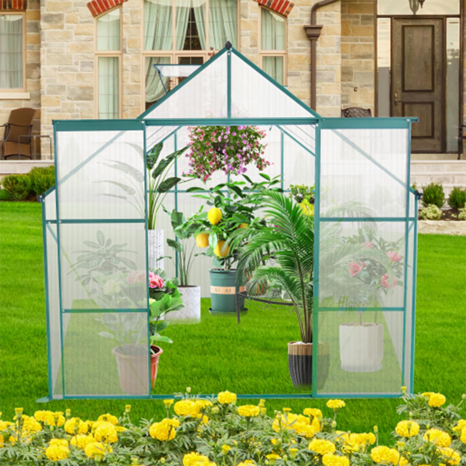 Amazon.com : 8x8 FT Greenhouse for Outdoors, Upgraded Rivet