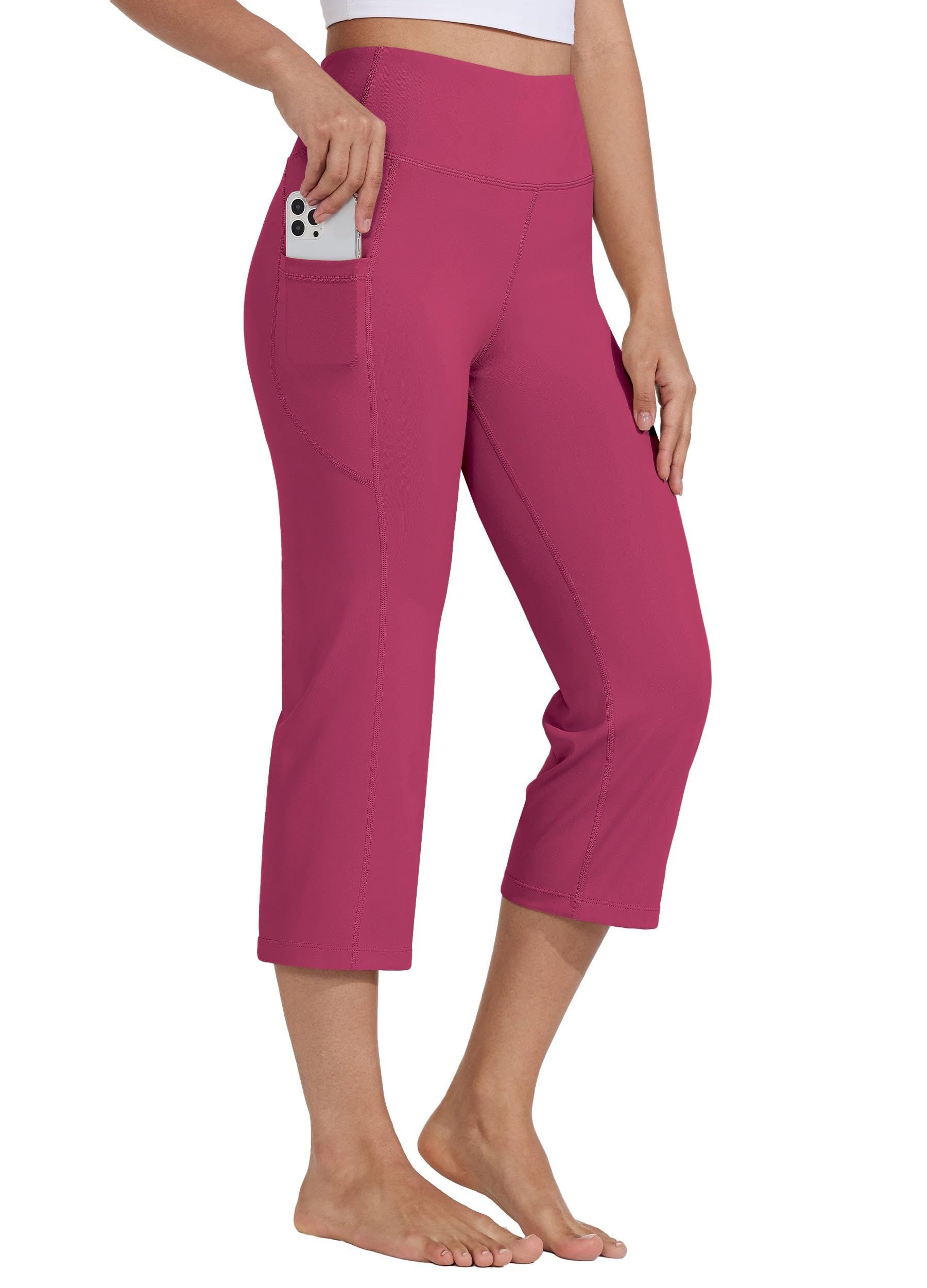 WILLIT Caprihose Damen Yogahose Sporthose Capri Leggings High Waist Hosen Crop gerades Bein Sommerhose Freizeithose Sport Übung Workout 21