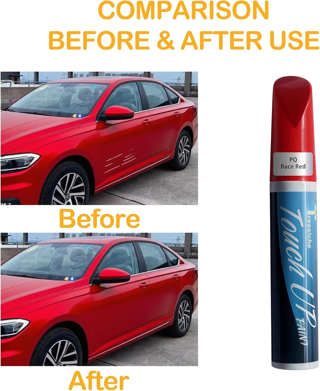 PQ Race Red Touch Up Paint for Ford Exact Match, Car PaintPen Scratch Repair 2 in 1 Touch Up Paint, Car Scratch Remover for Deep Scratches Exact Match Rapid Drying of Paint Coating