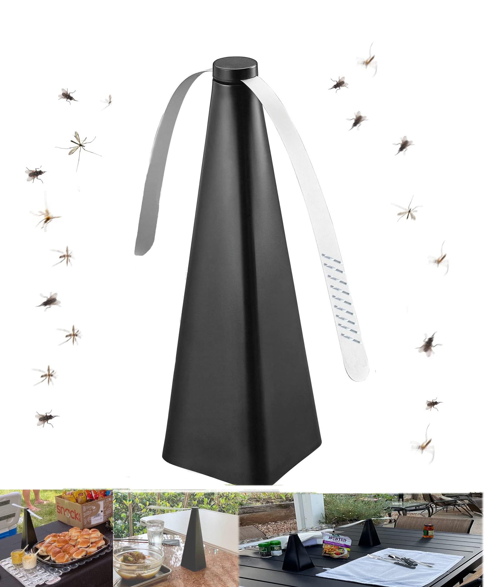 KASTWAVE Fly Repellent Fan, Eco-Friendly Fly Insect Mosquito Repellent Fan, Keep Flies Bugs away from Food for Outdoor Table, Lightweight Portable, Camping Meal Home Hotel Restaurant (Black 1 PCS)