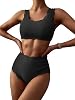 ZAFUL Scalloped Swimsuits for Women High Waisted Bikini Sets Padded Tummy Control 2 Piece Swimwears