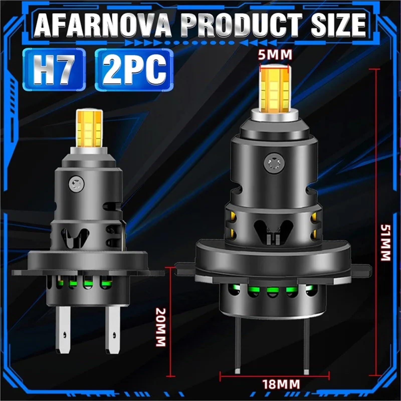 Bombilla LED 2500W H7 LED Luz De Bulbo Faro Coche Bombilla Coche | 360° Led Canbus 3000000LM Ligero 6500K 12V Con Ventilador