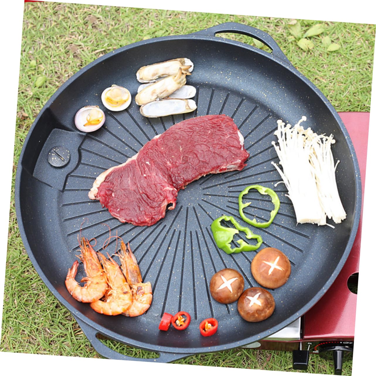 Griglia per Barbecue, Barbecue Portatile in Pietra Medica Antiaderente, Padella, griglia for Barbecue da Campeggio all'aperto