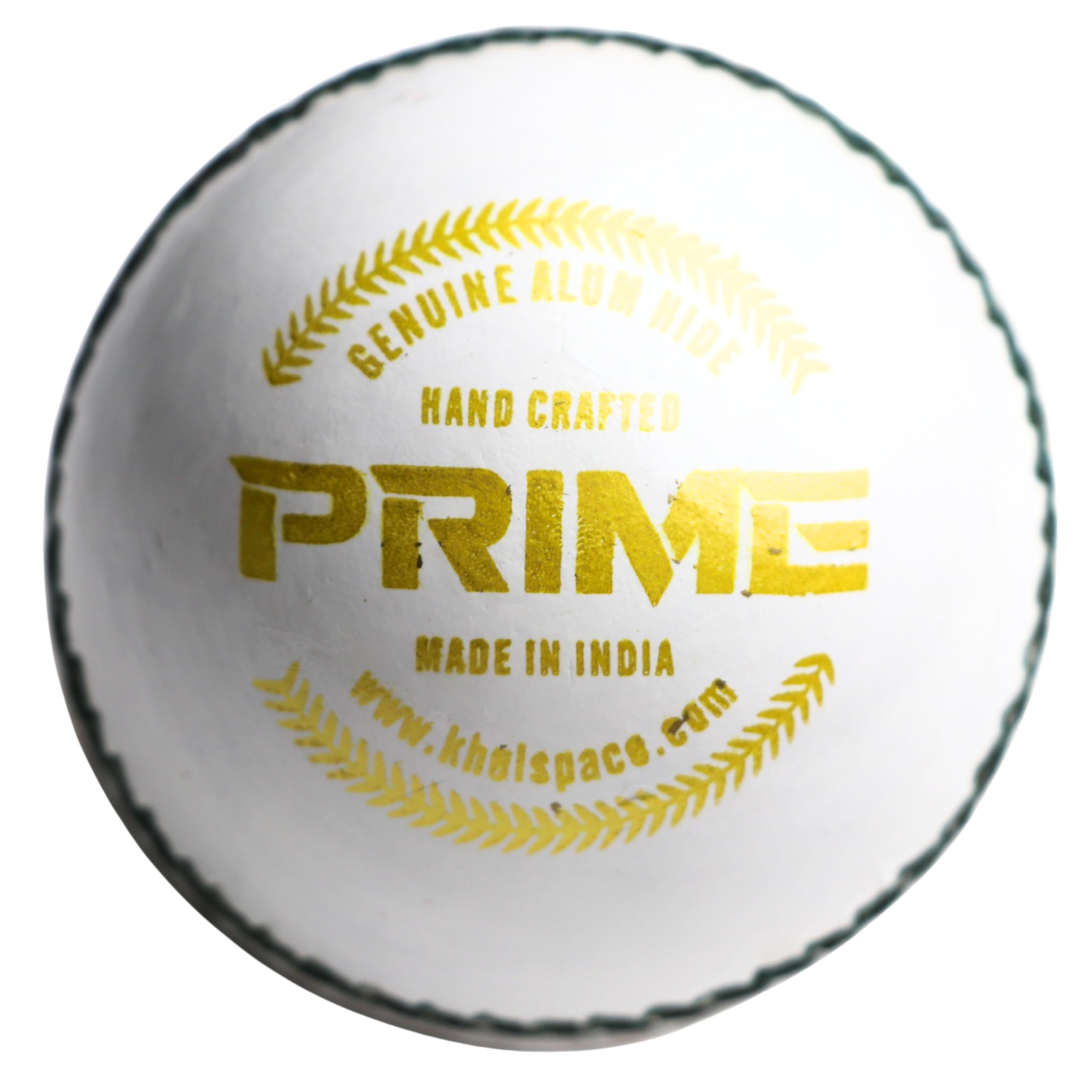 KHELSPACE KS Prime White Leather Cricket Ball for Practice & Training – Entry-Level, Hand-Stitched, Durable Core, Ideal for Nets, Coaching & School Matches
