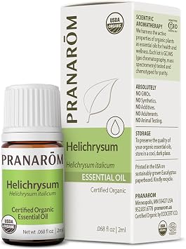 Pranarom USDA Certified Organic Helichrysum Essential Oil 2ml, 100% Pure Natural Therapeutic Grade for Skincare, Lotions, Aromatherapy, Diffusion, and Wellness