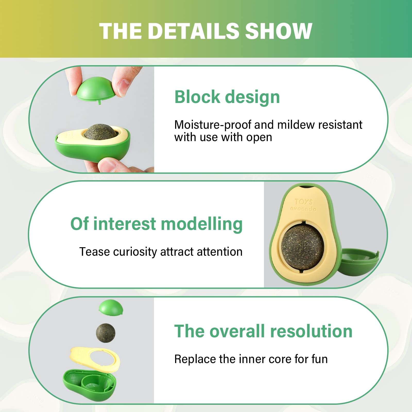 Palla Di Erba Gatta Adesiva Da Parete - Giocattolo Interattivo Per Gatti, 10cm - Foto 7