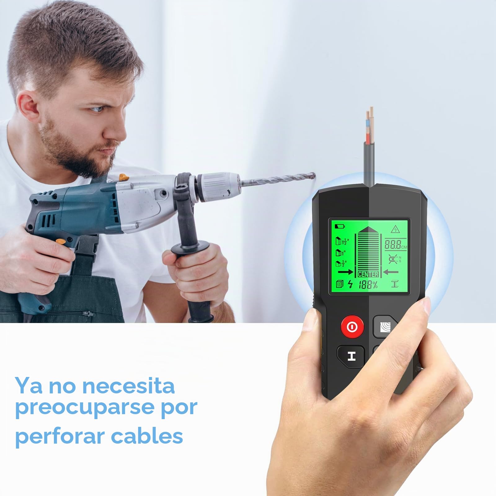EXTSUD Localizador de Cables para Pared, localizador de Cables, Dispositivo de localización, escáner, Detector de Metal de Pared Detector de Metales de Pared para Madera Metales