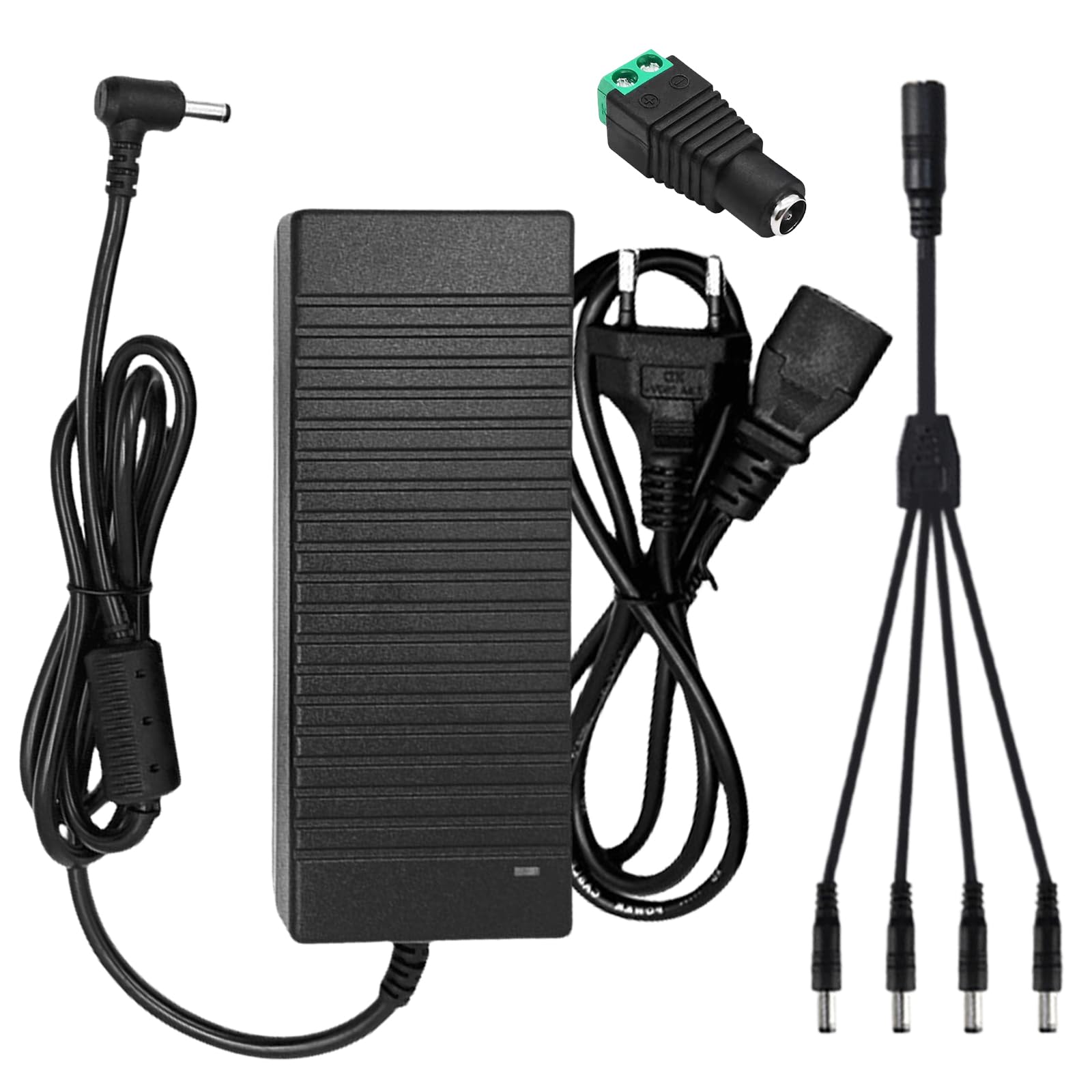Adapter sieciowy 24 V 6 A 144 W, AC 100-240 V do DC 24 V adapter sieciowy transformator, uniwersalny zasilacz sieciowy z 5,5 mm x 2,5/2,1 mm DC Jack, transformator LED do taśm LED, monitora LCD
