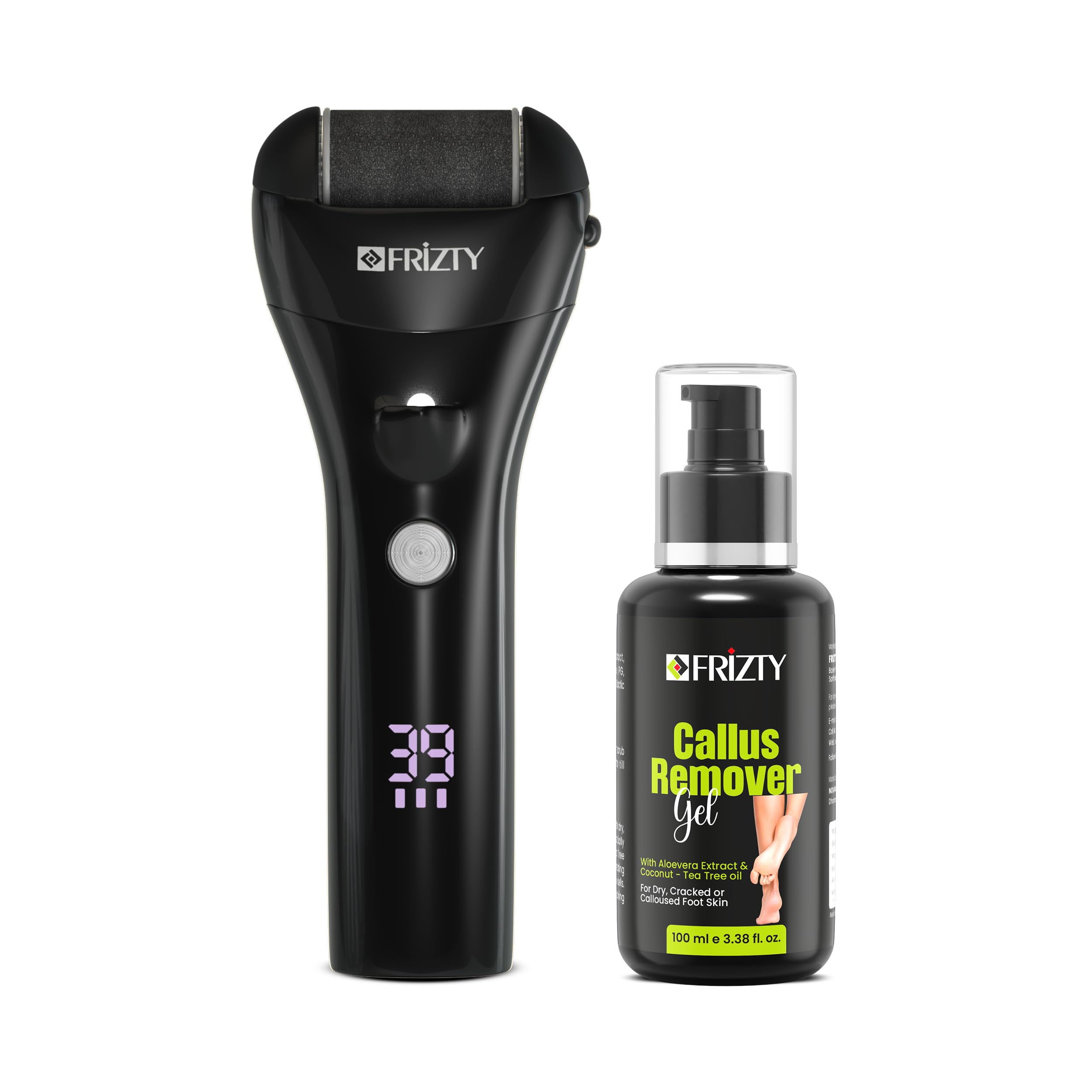 Frizty Callus Remover | 1 Year Warranty | Pedicure Kit for Women, Foot Scrubber for Dead Skin, Callus Remover for Feet Electronic with 3 Interchangeable Head Rollers, 3 Speed Mode with Gel (Black) (B0D4TNBT4M) Amazon Price History, Amazon Price Tracker