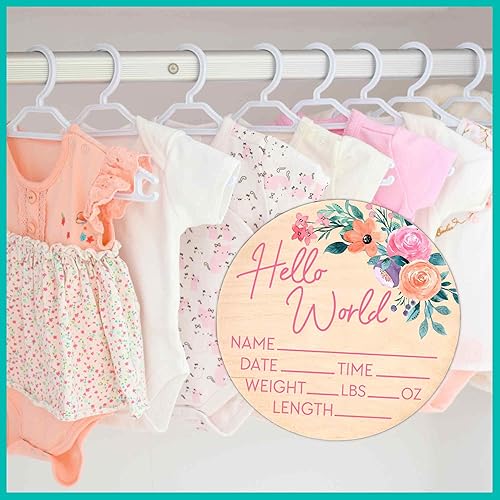 Miniatura 60 de Letrero de estadísticas de nacimiento para recién nacido, anuncio de nombre de bebé, accesorio de fotografía de Hello World Elephant Hospital