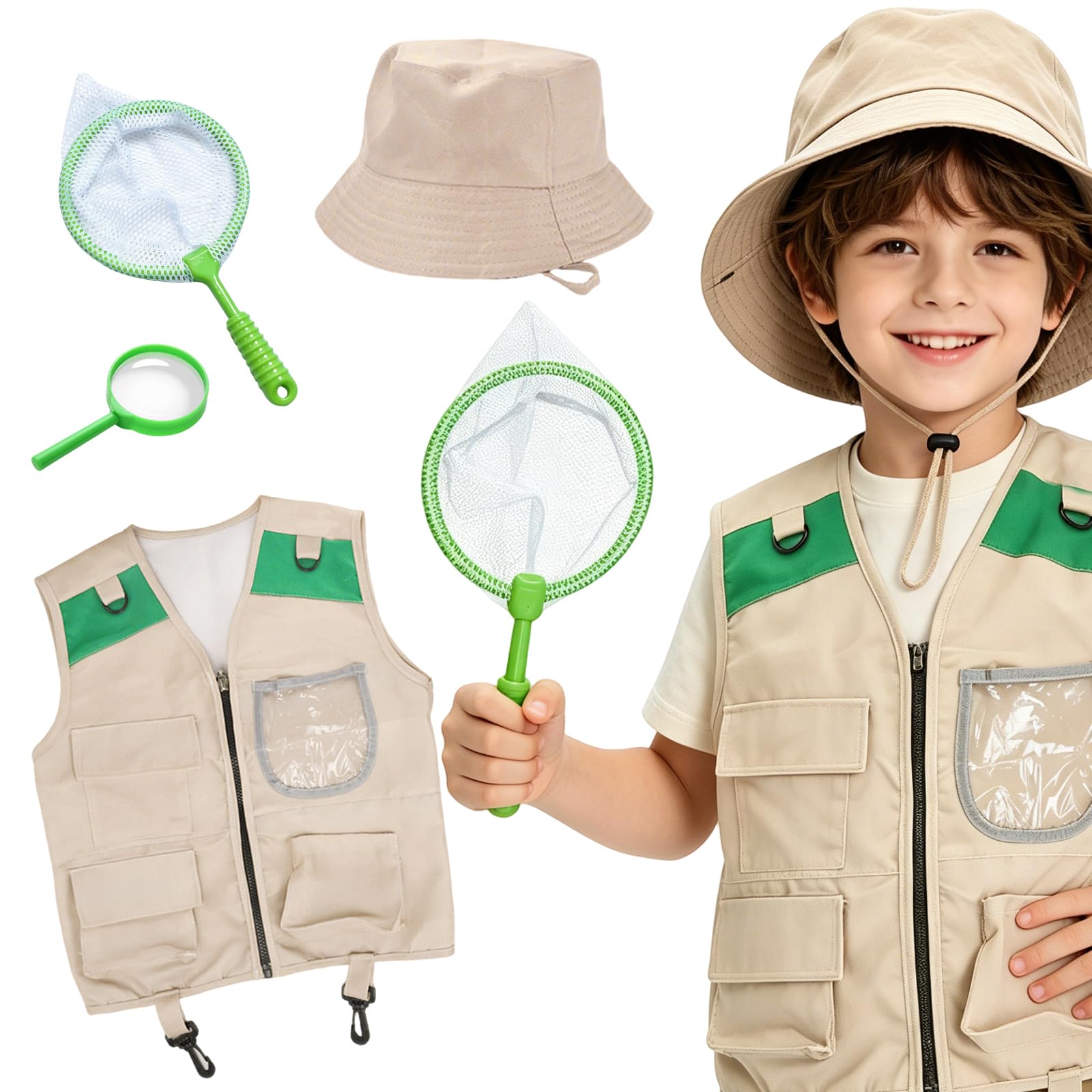 4pcs Children's Simple Adventure Set, Explorer Costume Kids — image 1