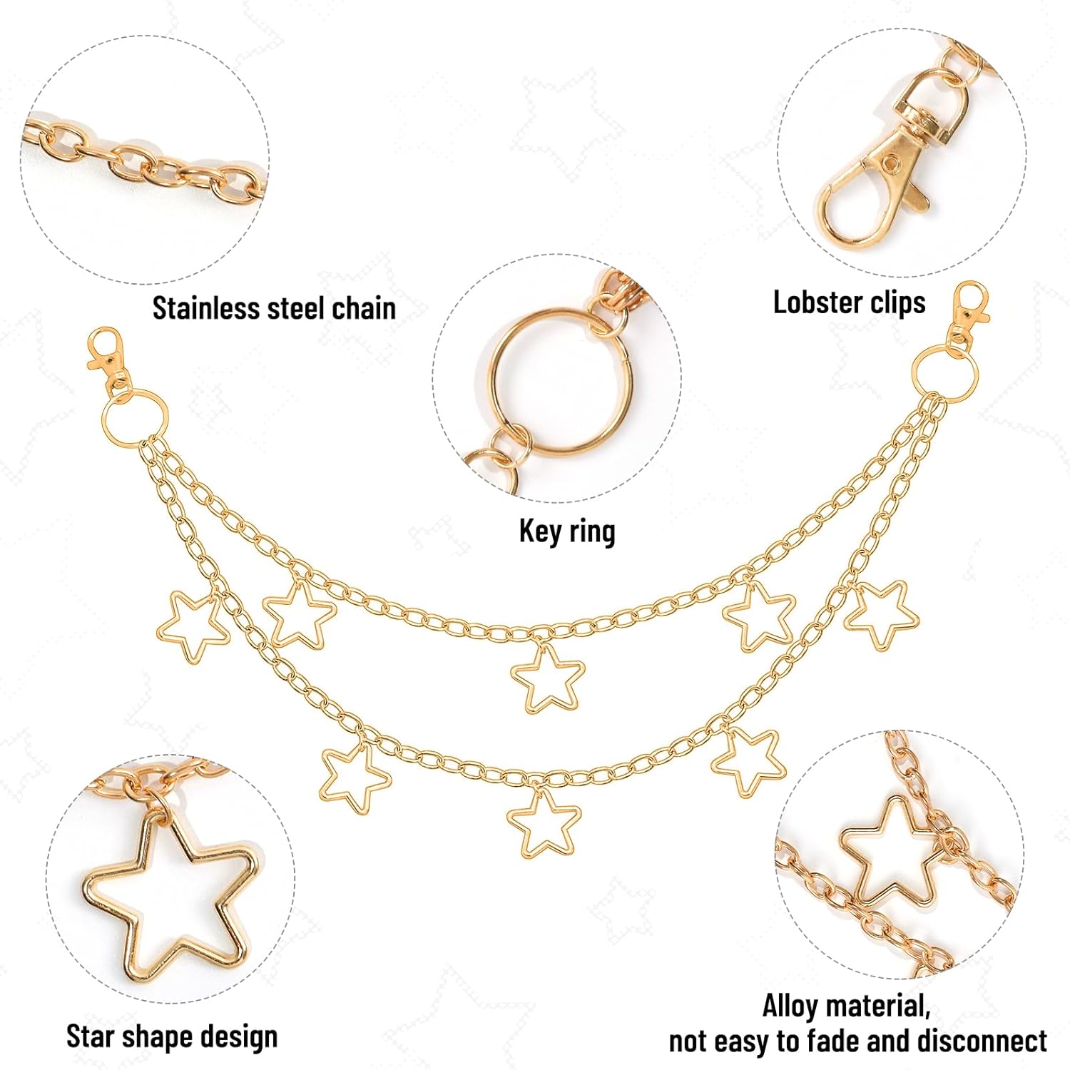 Waist Chain Belt Jeans Pants Chain, Punk Pocket Chain HipHop Wallet Chain for Women Body Belly Chain Goth Accessories Y2K Birthday - Image 3