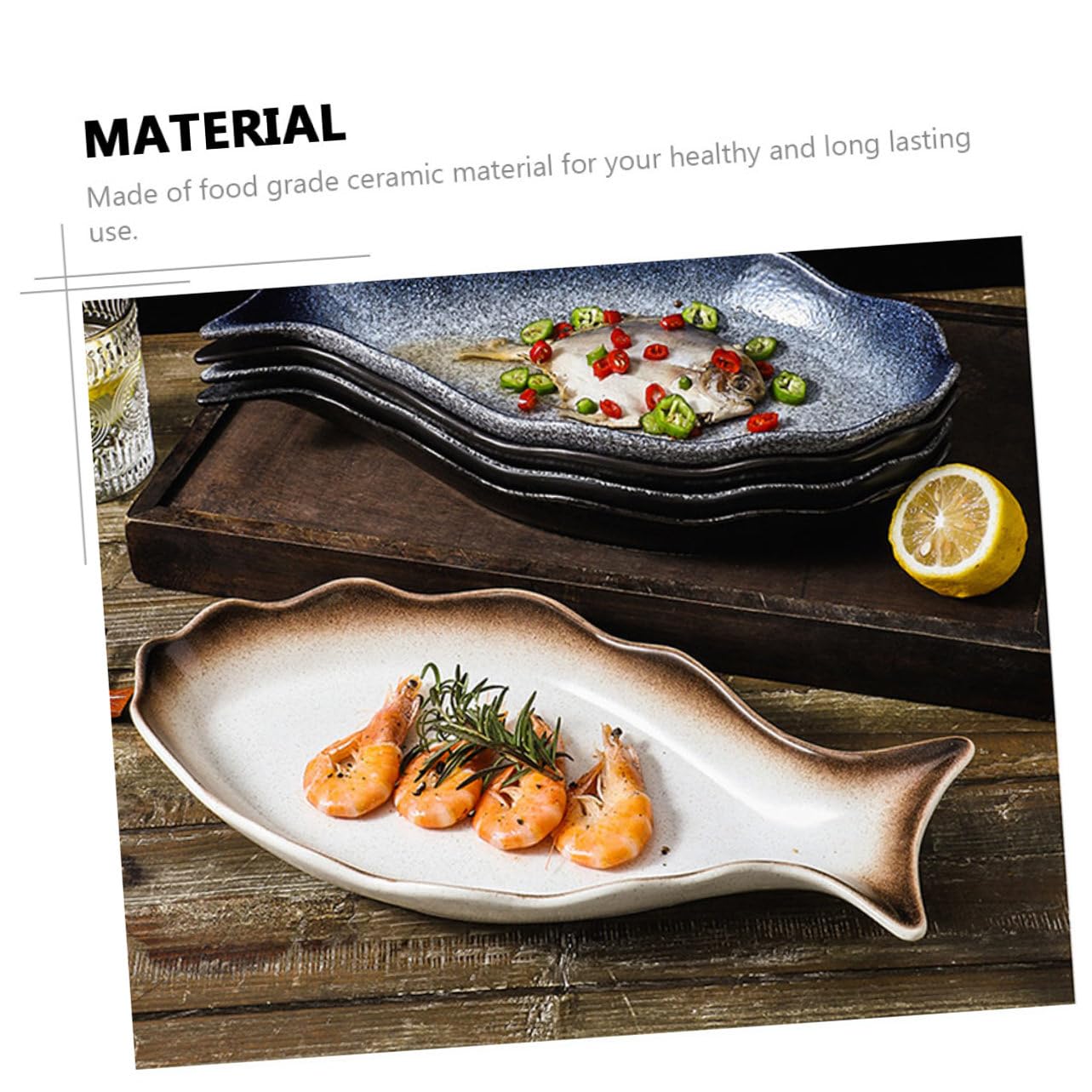 Plato de para Pescado Decorativo y Funcional Color Brillante Superficie Lisa y Pulida Ligero y Compacto para Restaurantes y Hogar Fácil de Limpiar
