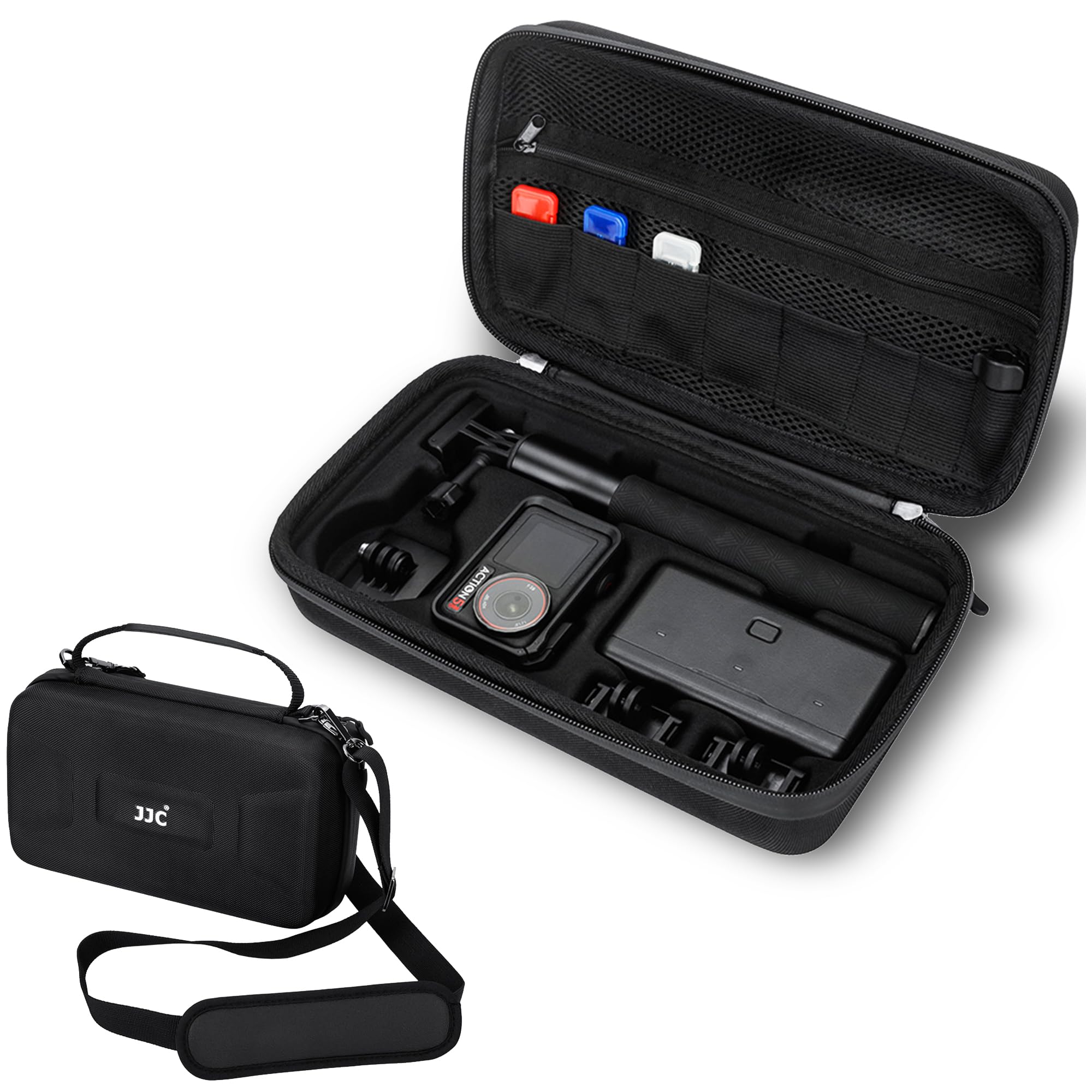 Action 5 Pro Custodia rigida portatile da trasporto, borsa a tracolla in EVA per DJI Osmo Action 5 Pro/Action 4/3 Adventure Combo, custodia protettiva impermeabile Action5 Pro con 3 borse MicroSD da