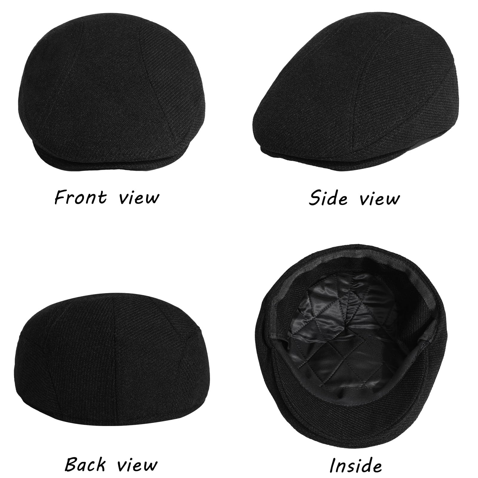 Herren Schiebermütze Barret Cap Gatsby Schirmmütze Einstellbar Newsboy Cap Baskenmütze Herbst Winter 55-59cm