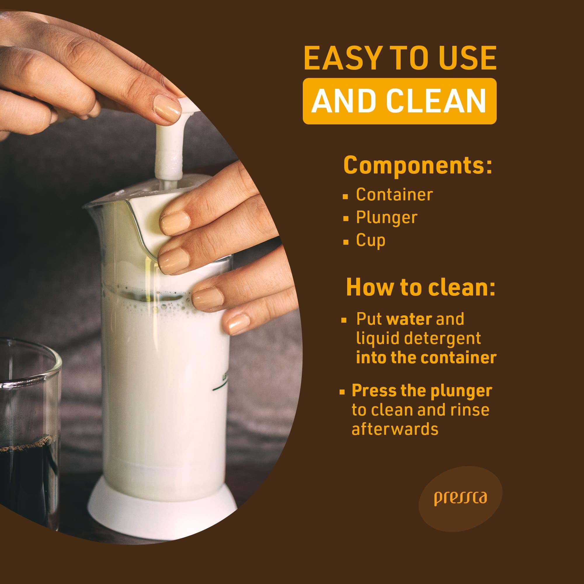 Espumador de leche manual - Mezclador de leche de mano, espumador de leche caliente y fría, sin BPA, espumador para café y bebidas - Accesorios para el hogar y la barra de café, utensilios 5