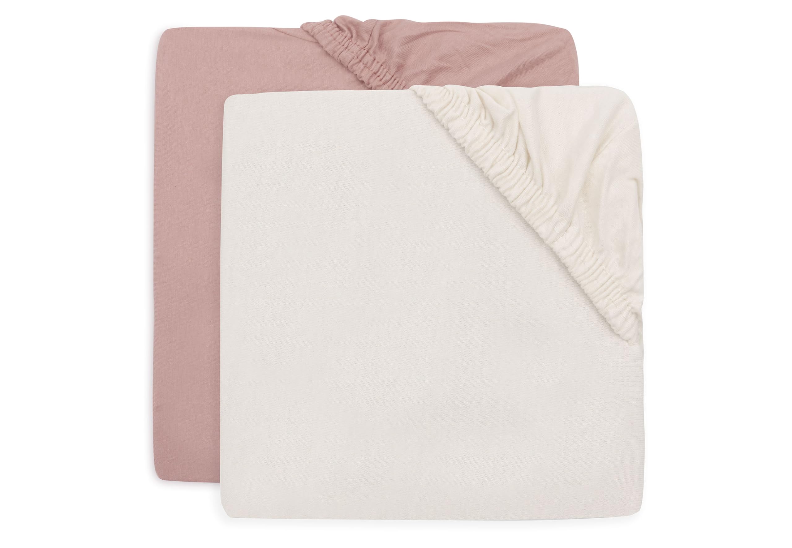 Jollein Drap-​Housse Jersey - pour Lit Enfant - Wild Rose/​Ivory - Lot de 2-​60x120cm - Drap-​Housse en Coton - Certifiée Oeko-​TEX