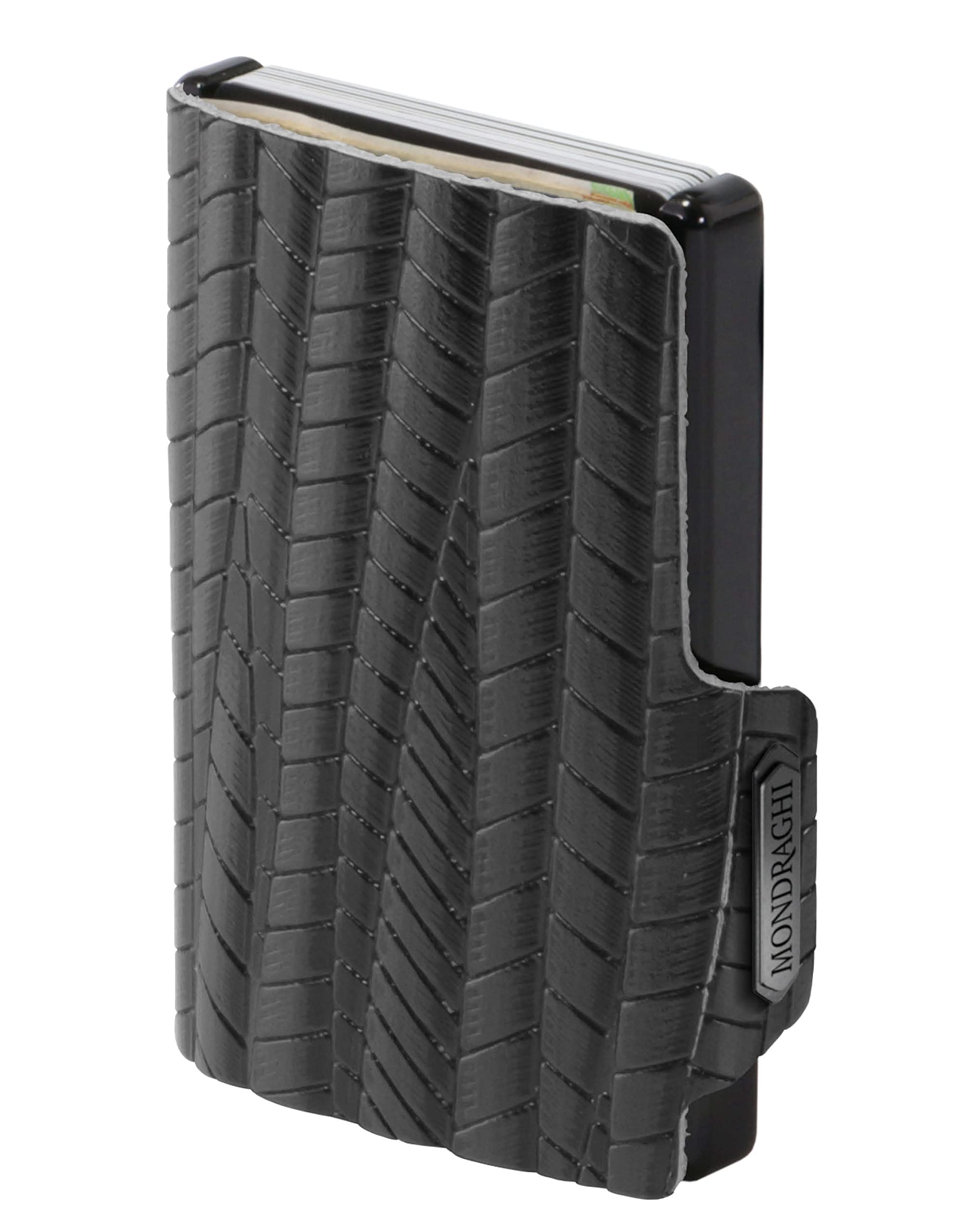 MONDRAGHI® Mini-Geldbörse Ultraleicht, Slim - Kreditkartenetui und Kartenetui mit Münzfach, echtes Leder - Klein und Tasche | Evolution, schwarz, Kartenhalter, Geldscheine, Münzfach…