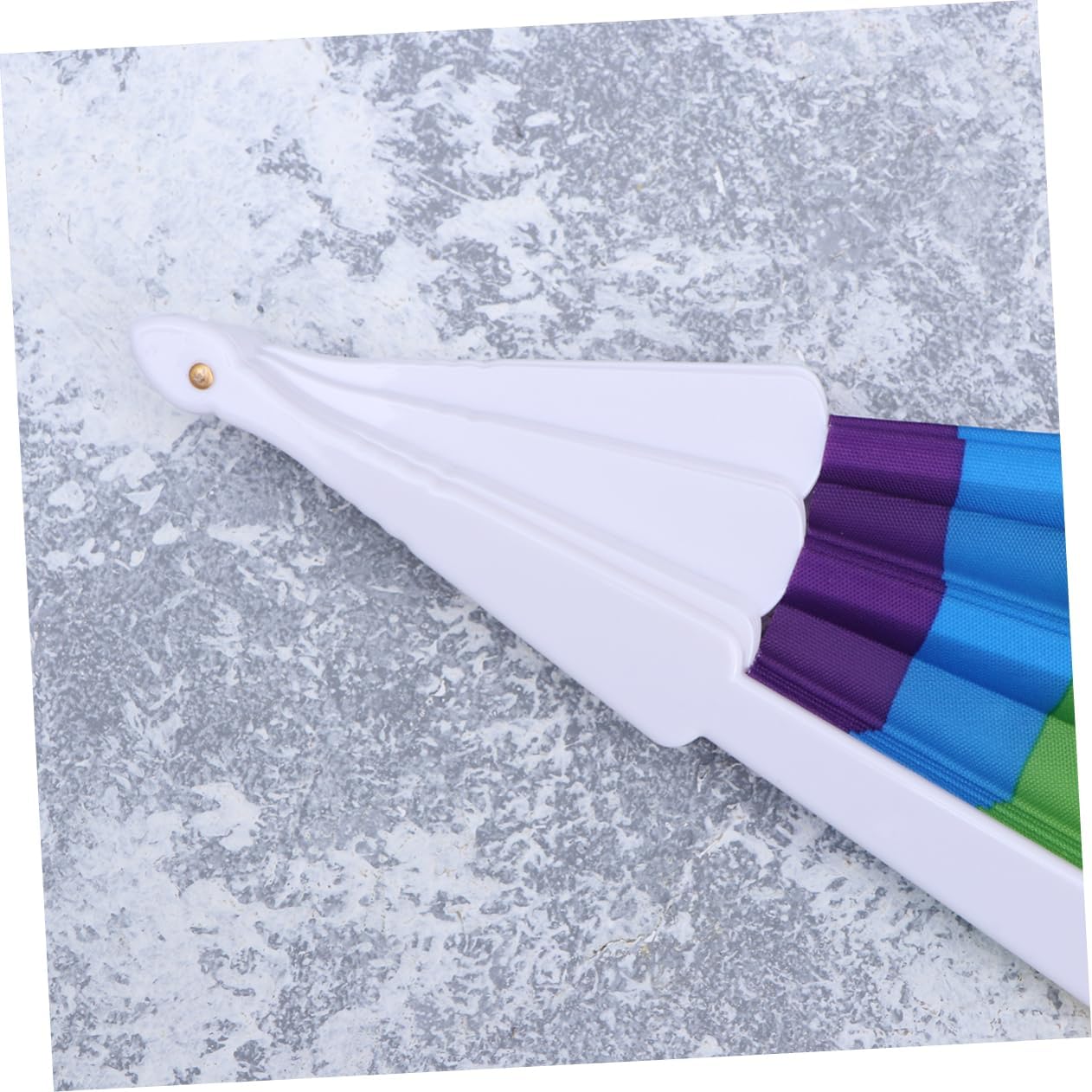 2pcs Handheld Portable Folding Fan Rainbow Pattern Cute Fan for Cooling Party Home Decor