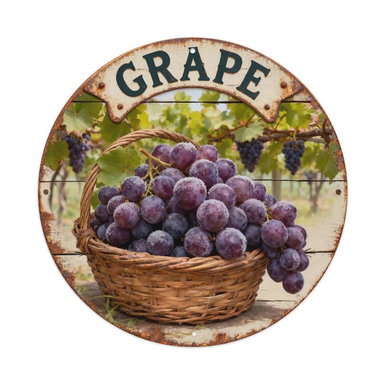 Grape Sign Metal Tin Sign Plaque