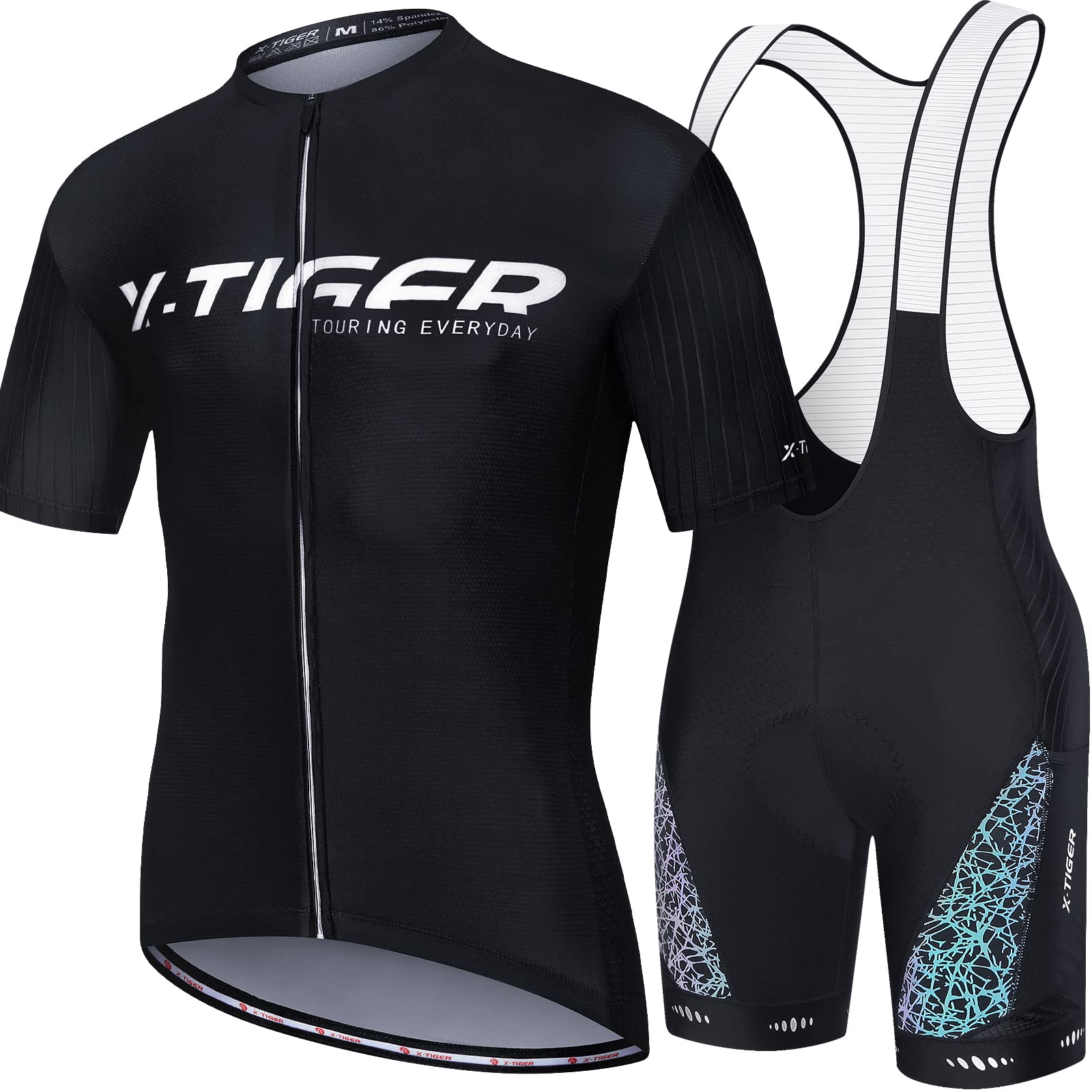 X-TIGER Ciclismo Uomo 5D Gel Salopette Pantaloncini Corti Imbottiti Set di Abbigliamento Ciclista