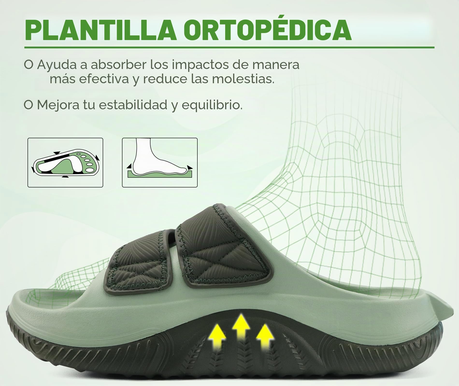 COFACE Sandalias de recuperación hombres Sandalias ortopédicas deslizantes caminar Ajustables acolchado grueso Ortopédicas Hombre Fascitis plantar Confortables Casual Al aire libre Talla 40-48