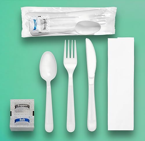 Miniatura 9 de Juego de cubiertos de plástico envueltos a granel, paquete variado de cubiertos desechables, suministros para fiestas, tenedores, cucharas,