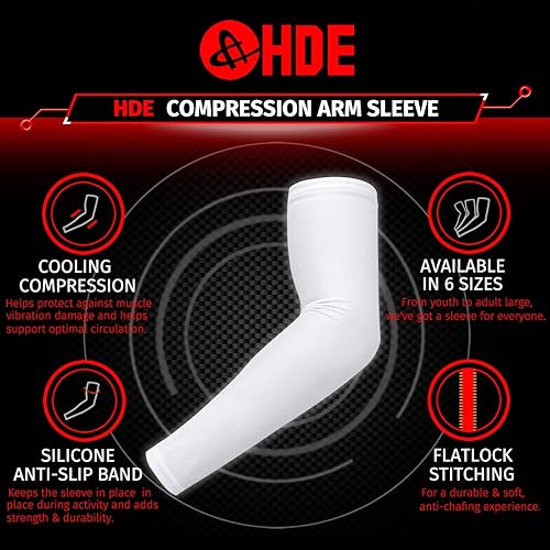 Miniatura 3 de HDE Mangas de compresión de brazo para niños, manga de tiro de baloncesto, deportes juveniles, protección solar, fútbol, béisbol, 1 par