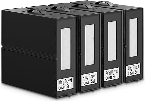 Contenedores de almacenamiento para organizar sábanas, 4 cubos plegables para sábanas, bolsa de organización de armario de lino, caja de