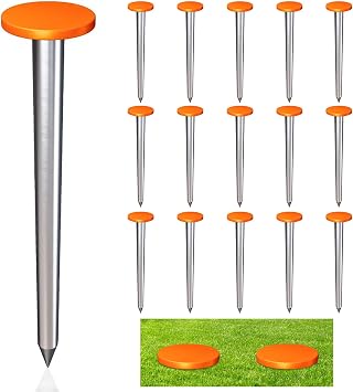 15 Pack Low Profile Survey Stakes Stainless Steel Heavy Duty Survey Markers Stakes Low Profile Survey Markers Property Line Markers Property Markers for Property Line Ground Septic Tank Markers15
