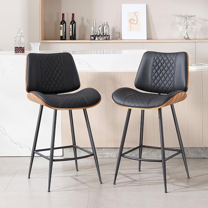 Set de 2 butacos modernos con patas de metal y asiento de espuma miniatura 4