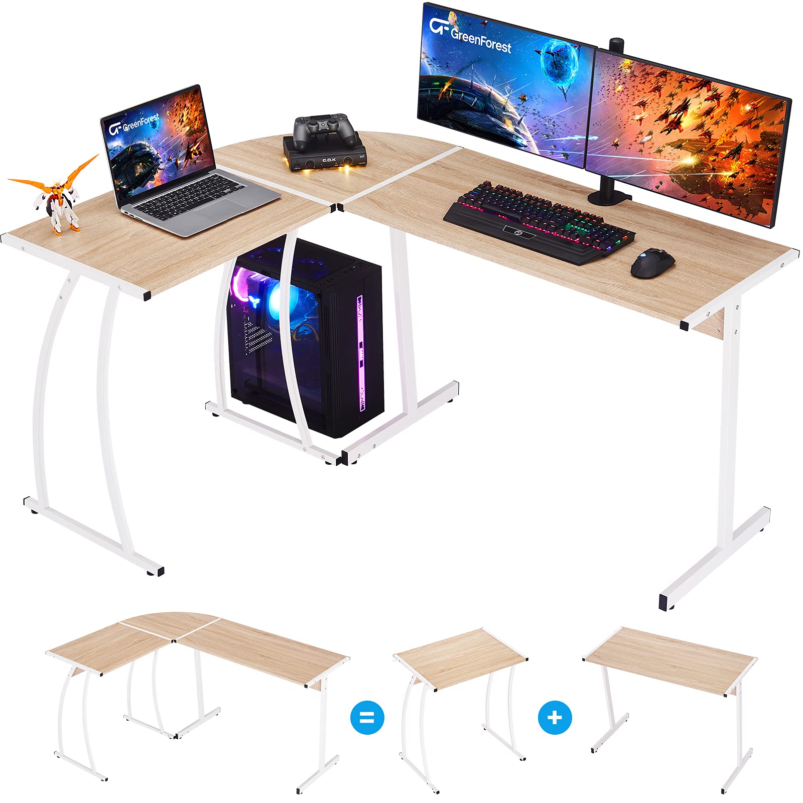 Buy GreenForest L Shaped Gaming Computer Desk 58.1 inch, LShape Corner