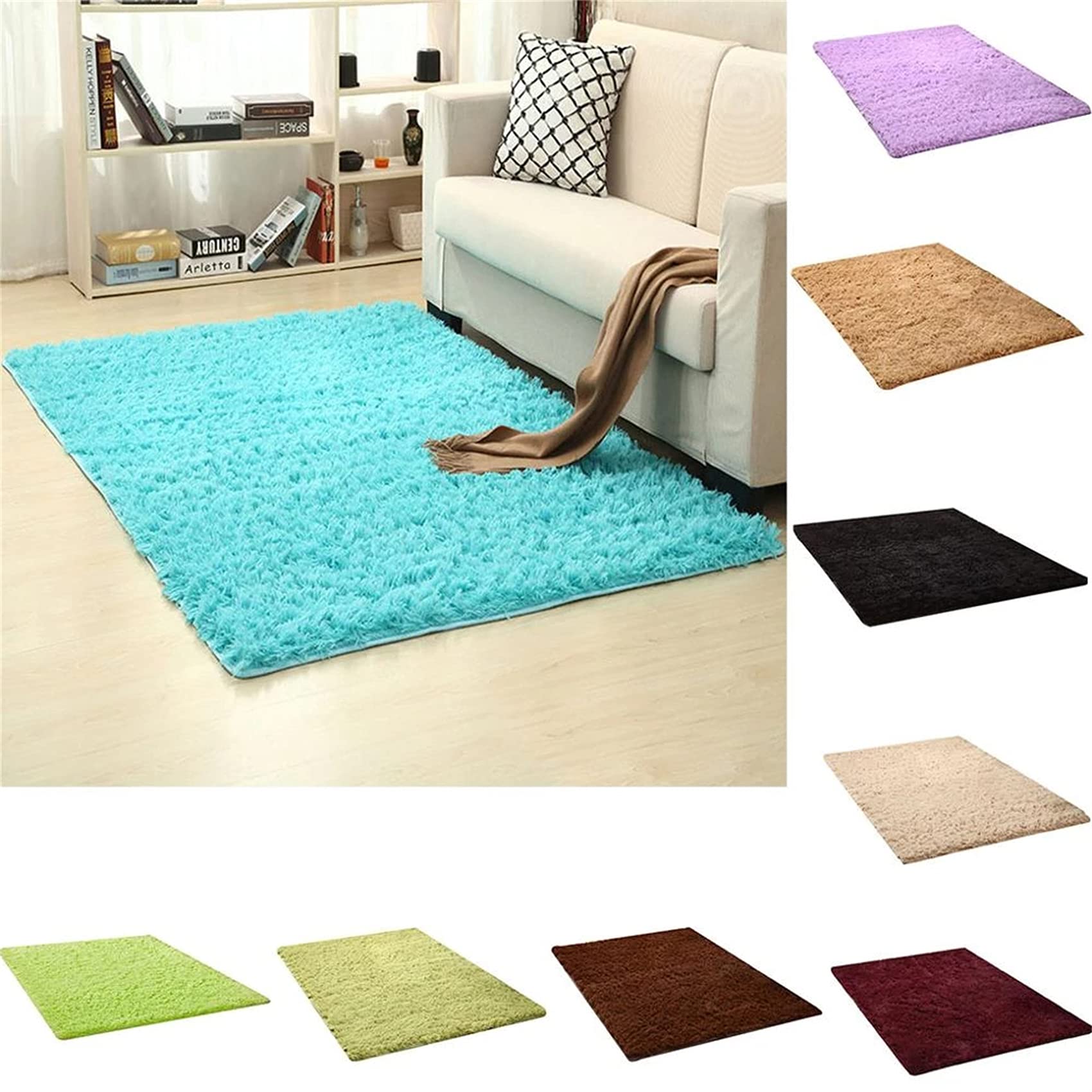Salon Tapis Moderne Moderne Super Doux Velours intérieur Moelleux Tapis Moelleux Doux Cachemire Tapis décoration Chaise Coussin canapé Coussin,Marron,200x300 cm
