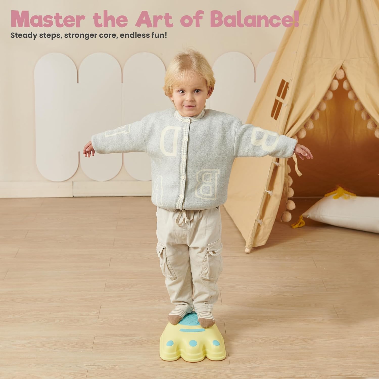 Footprint Stepping Stones (Pack of 6) – Non-Slip Balance & Sensory Stones for Toddlers Age 3+ | Soft Color Indoor Obstacle Course Toy