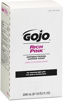 GOJO RICH PINK Antibacterial Lotion Soap, 2000 mL Lotion Soap Refill PRO TDX Push-Style Dispenser Pack of 4 - 7220-04